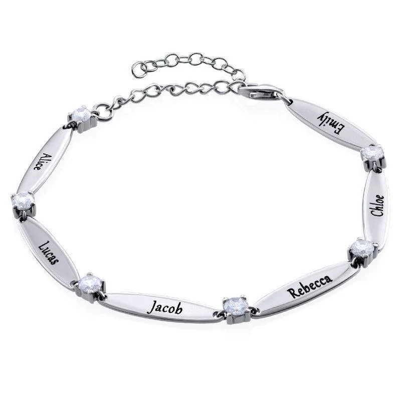 Great Gifts for Mom - Engraved Mother Bracelet with Cubic Zirconia