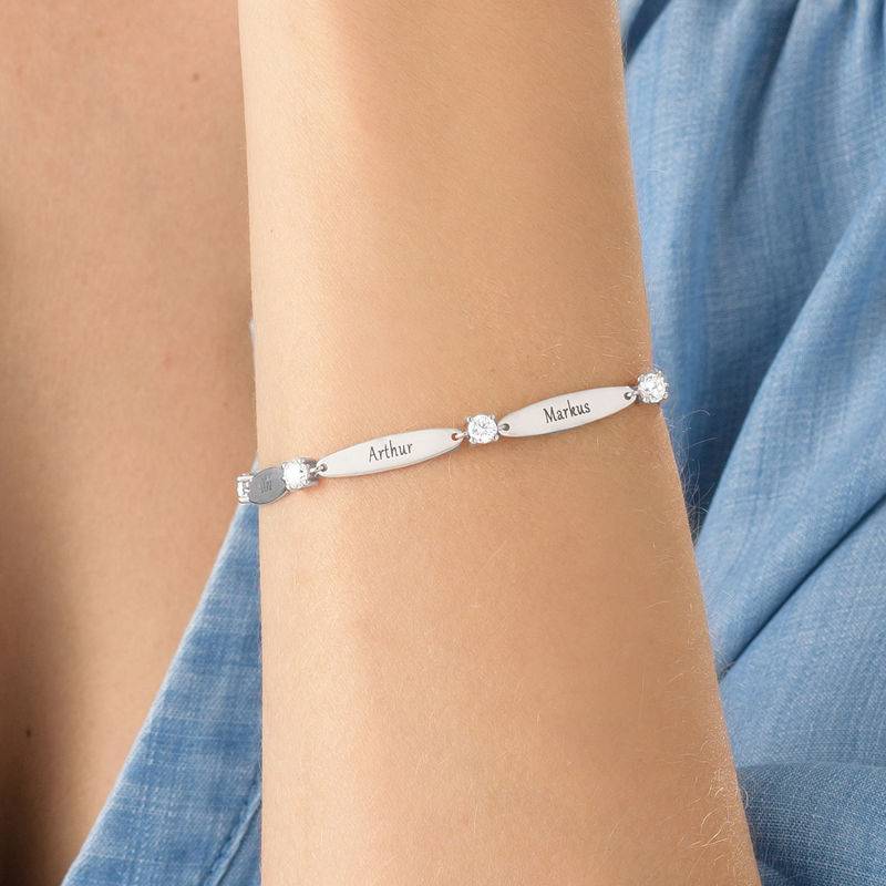 Great Gifts for Mom - Engraved Mother Bracelet with Cubic Zirconia - Image 2