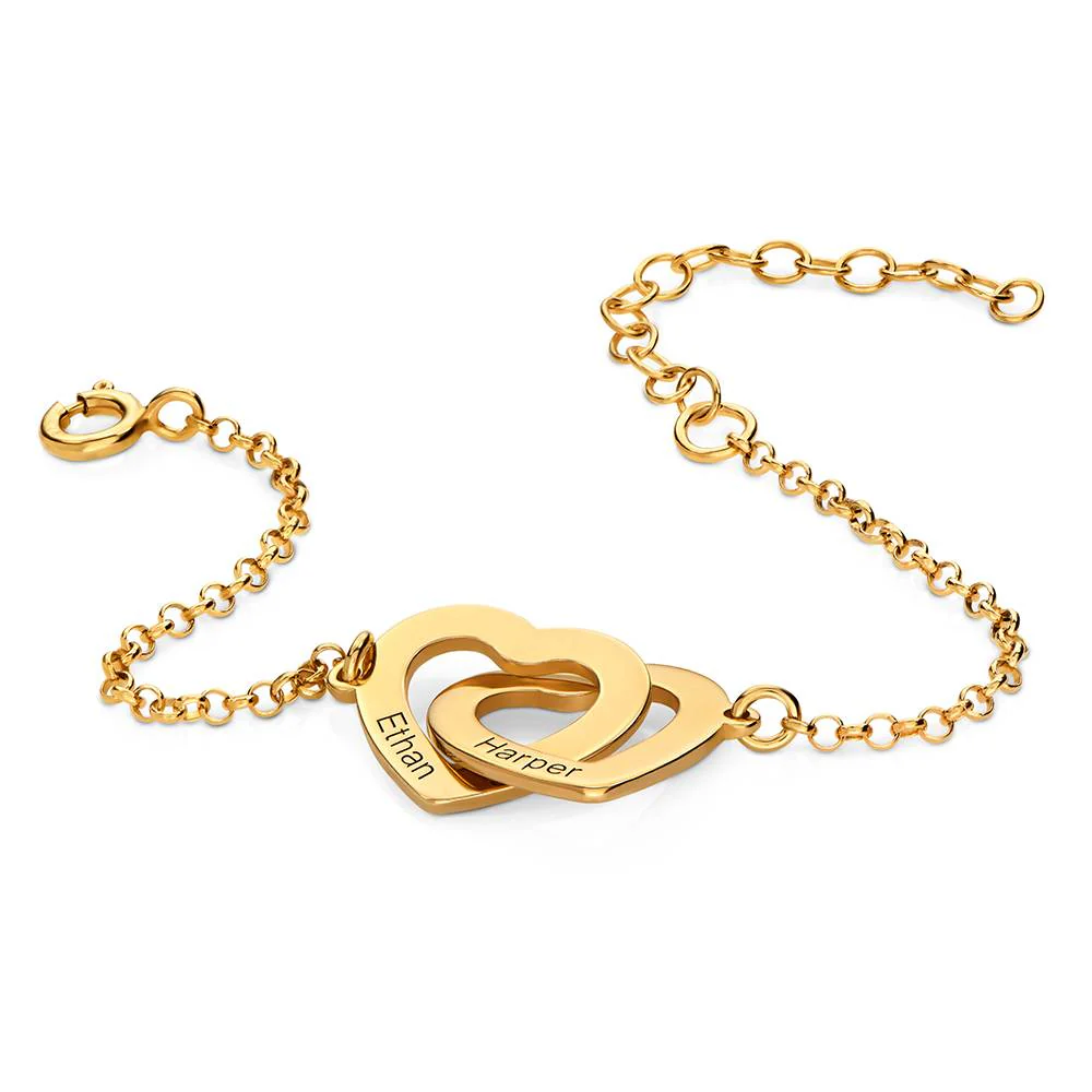 Gifts for Mom - Interlocking Hearts Bracelet with 18K Gold Plating - Image 3