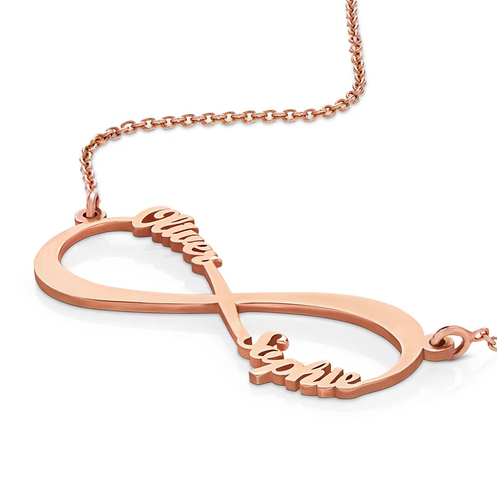 Mother of the Groom Gifts - Infinity Name Necklace with Rose Gold Plating - Mom Necklace With Names - Image 3
