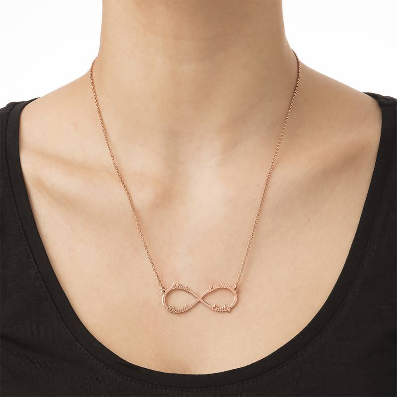 Gift for Mom - Infinity 4 Names Necklace with Rose Gold Plating - Image 2