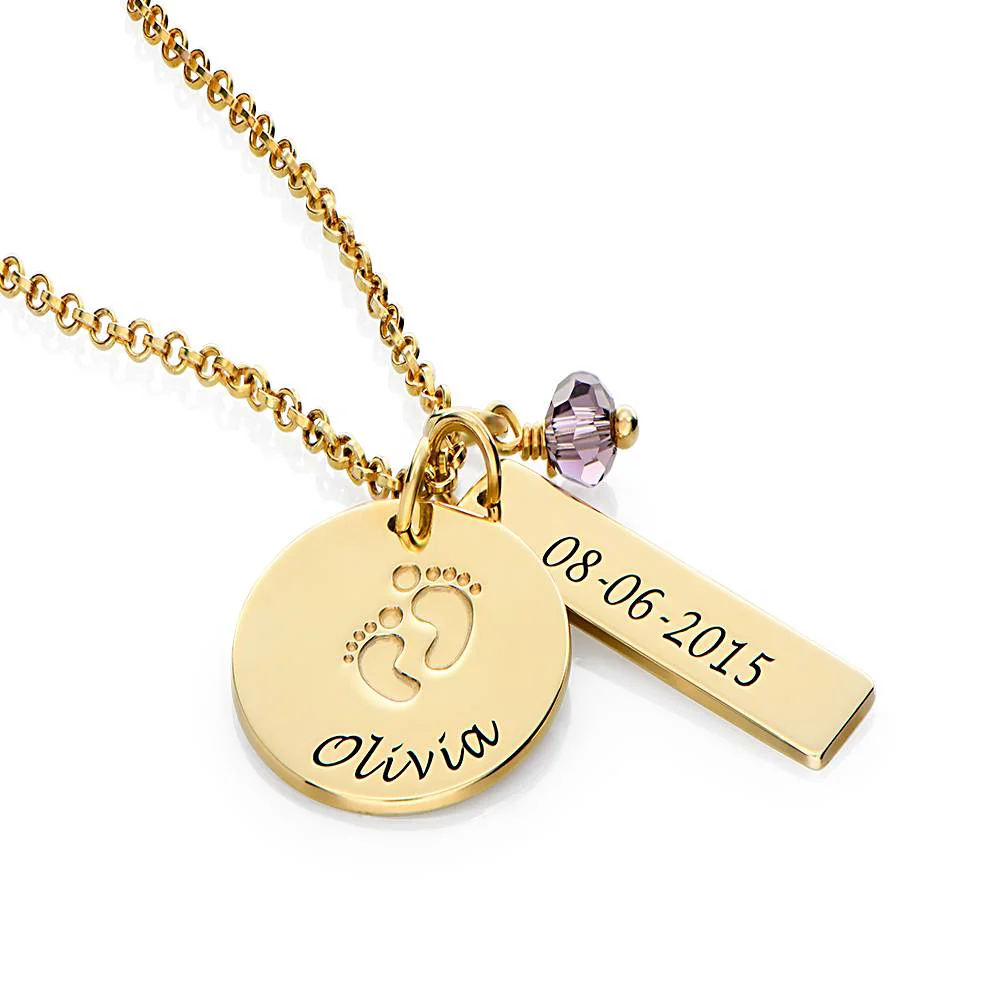 Baby Feet Charm Necklace with Gold Plating - Image 3