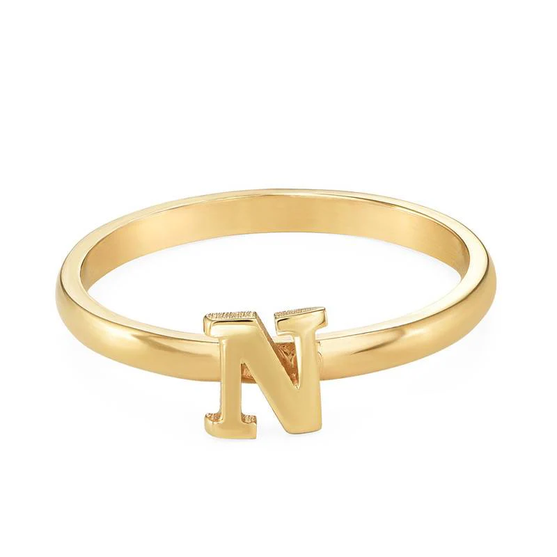 18K Gold Plated Initial Stacking Ring - Image 2