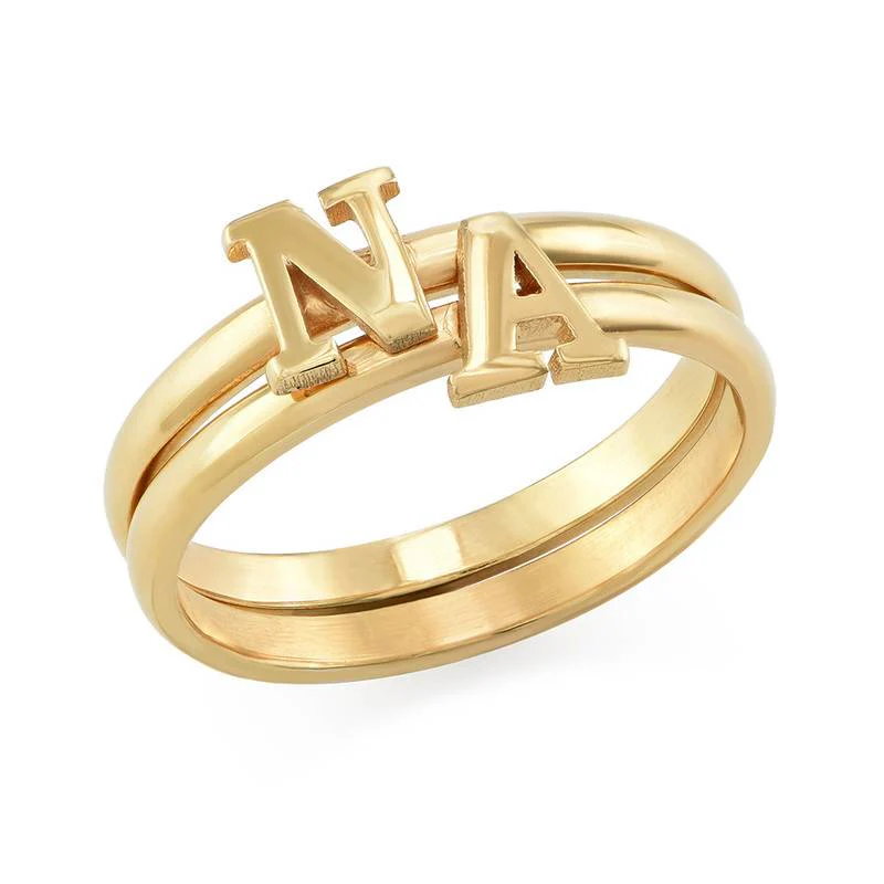 18K Gold Plated Initial Stacking Ring - Image 3