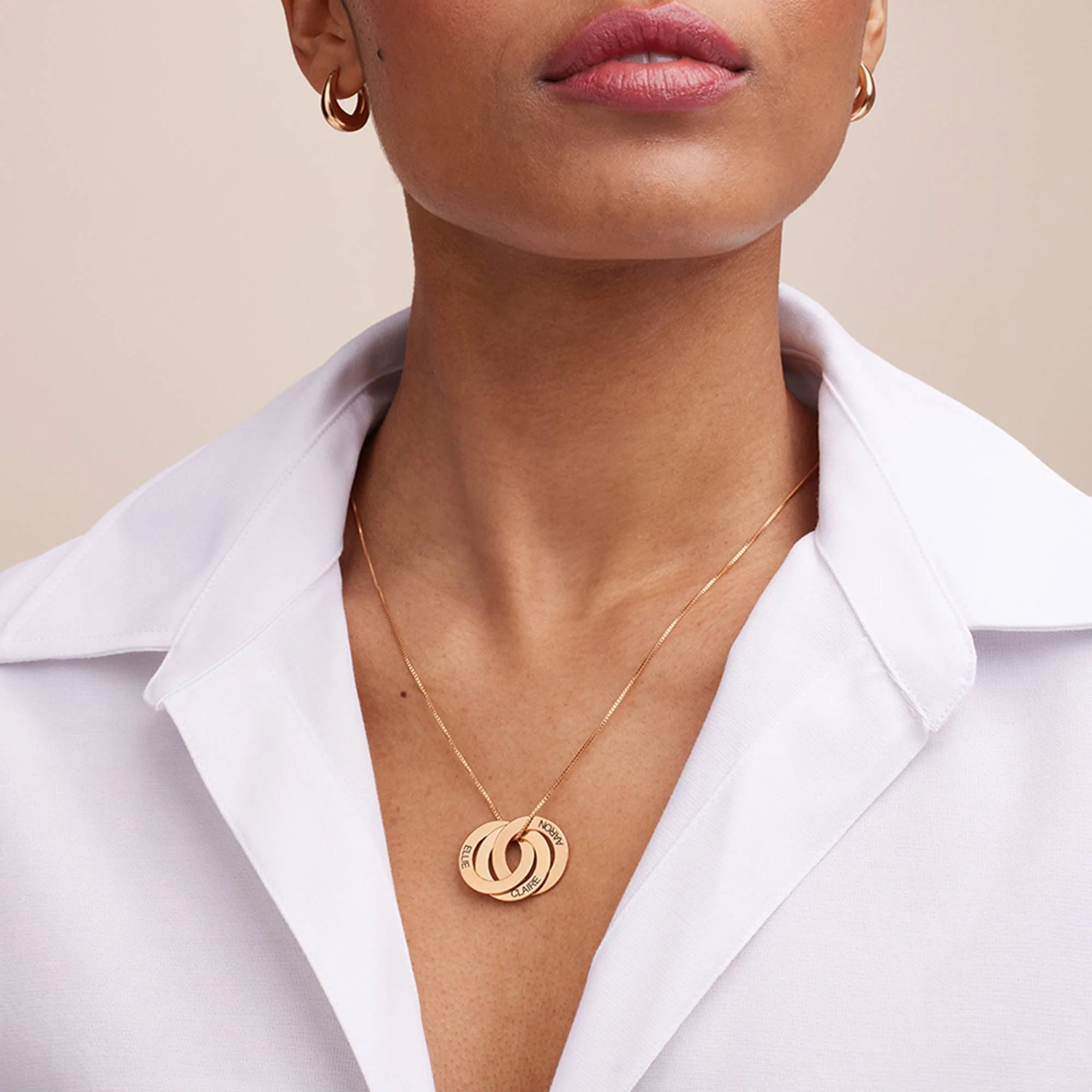 Russian Ring Necklace With Engraving - Mom Gifts - Rose Gold Plated - Personalized Necklace - Mom Jewelry - Birthday Gifts for Mom - Image 2