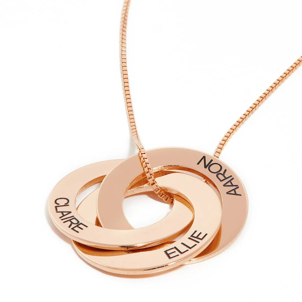 Russian Ring Necklace With Engraving - Mom Gifts - Rose Gold Plated - Personalized Necklace - Mom Jewelry - Birthday Gifts for Mom - Image 4