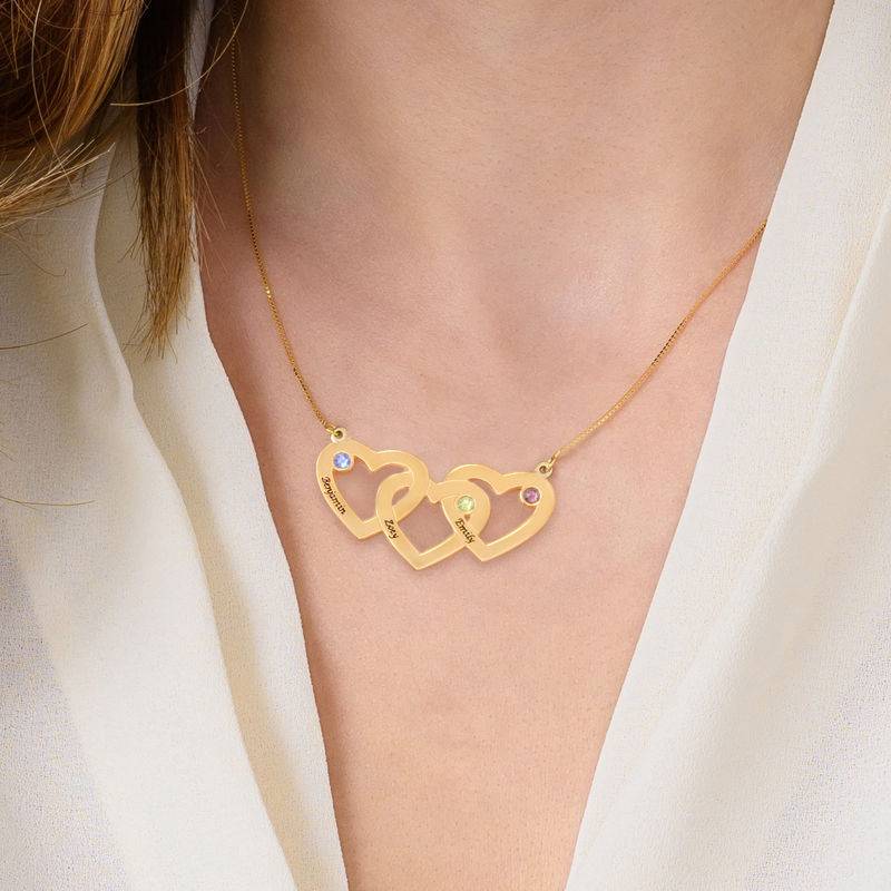 Gifts for Mom - 10K Intertwined Hearts Birthstone Gold Necklace - Image 2