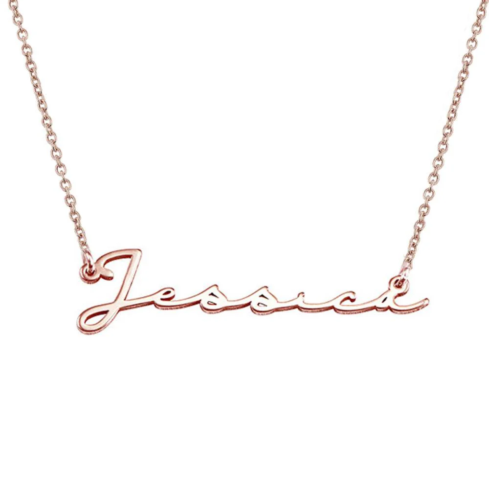 Personalized Gifts for Her - Signature Style Name Necklace - Rose Gold Plated - Rose Gold Name Necklace - Bridesmaid Gift - Rose Gold Jewelry