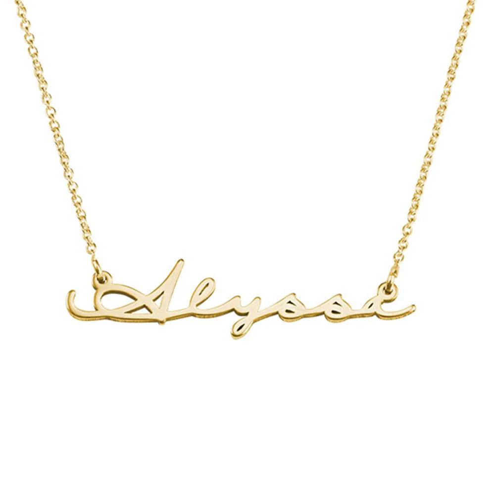 Unique Birthday Gifts for Her - Signature Style Name Necklace - Gold Plated