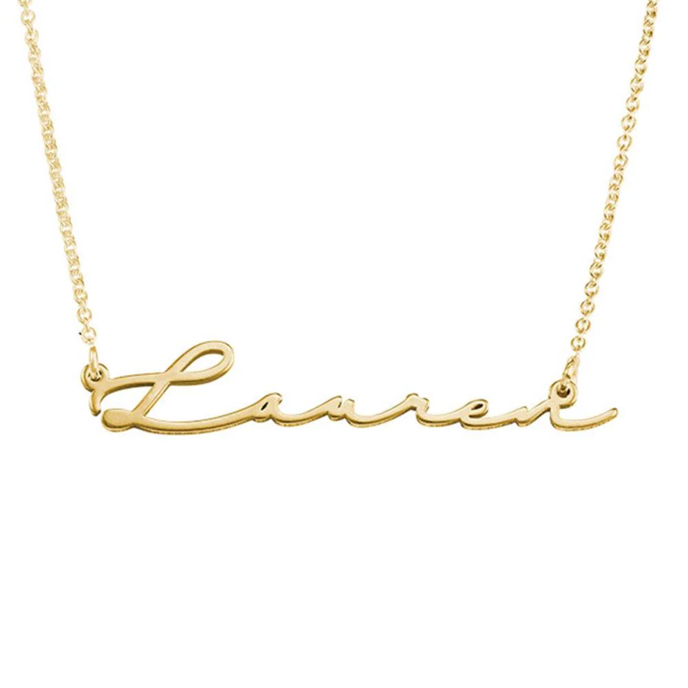 Unique Birthday Gifts for Her - Signature Style Name Necklace - Gold Plated - Image 3