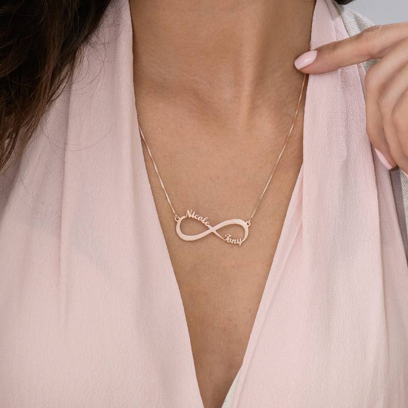 Push Present - Infinity Name Necklace Rose Gold Plated with Diamond - Image 5