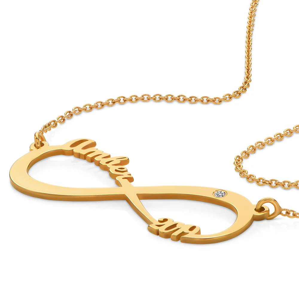 Push Present - Infinity Name Necklace Gold Plated with Diamond - Image 3