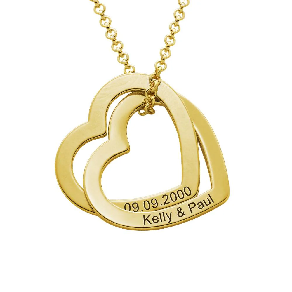 Good Anniversary Gifts - Interlocking Hearts Necklace with 18K Gold Plating