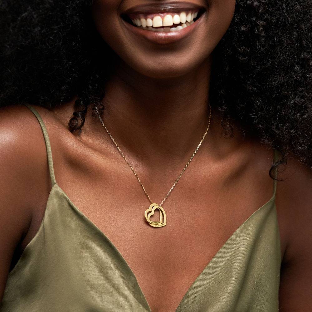 Good Anniversary Gifts - Interlocking Hearts Necklace with 18K Gold Plating - Image 2