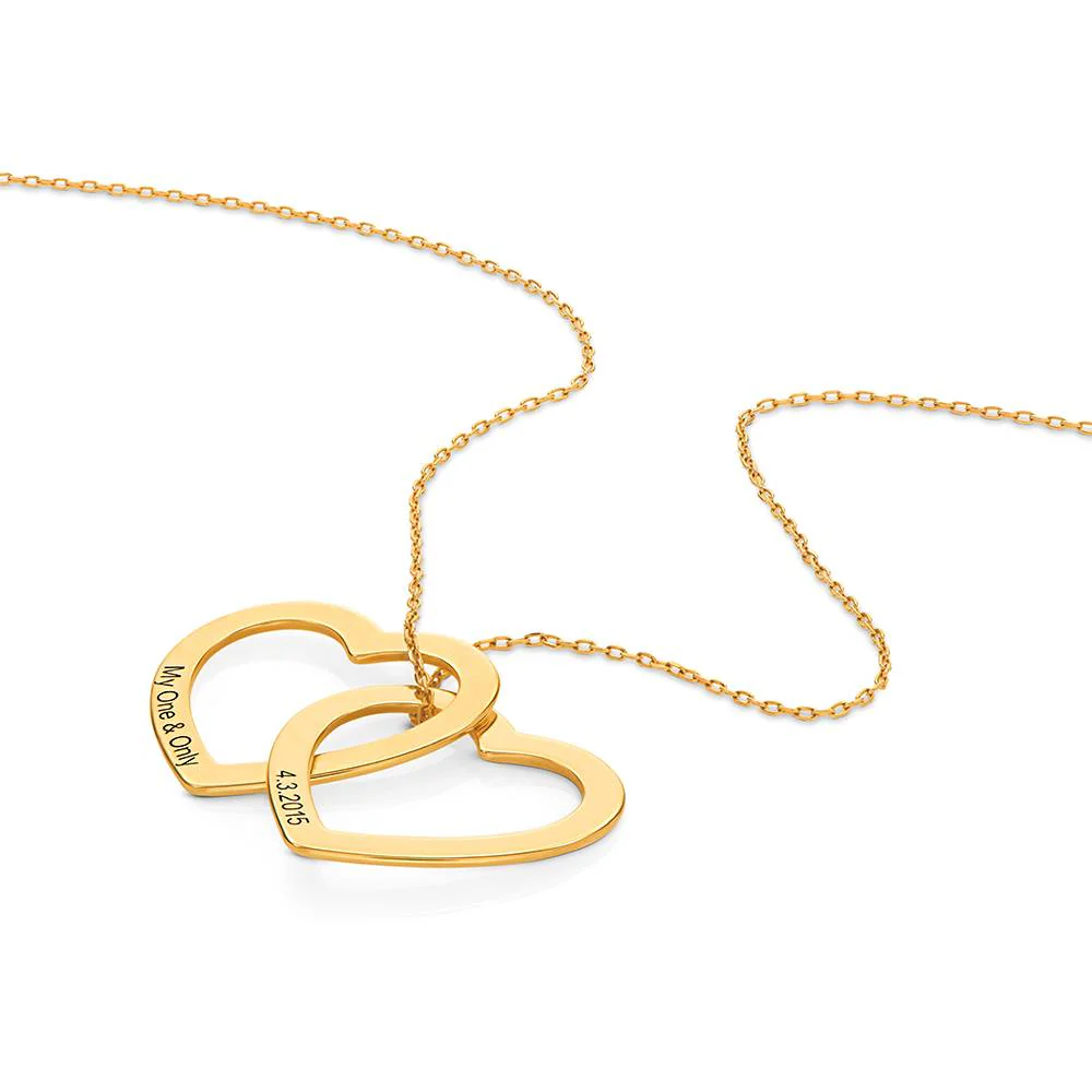 Good Anniversary Gifts - Interlocking Hearts Necklace with 18K Gold Plating - Image 3