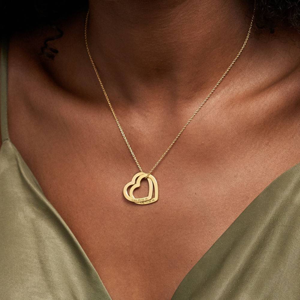 Good Anniversary Gifts - Interlocking Hearts Necklace with 18K Gold Plating - Image 4