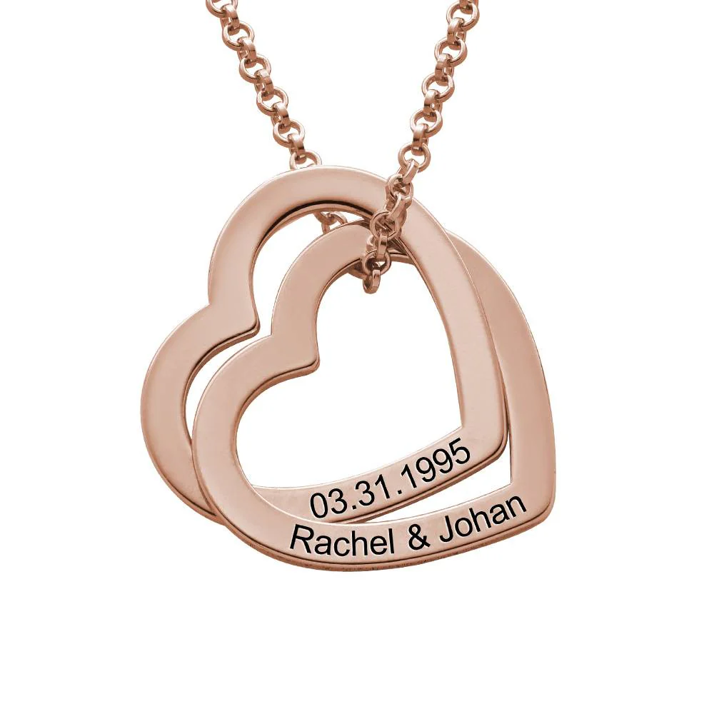 Mother of the Groom Gifts - Interlocking Hearts Necklace with 18K Rose Gold Plating - Mother Jewelry