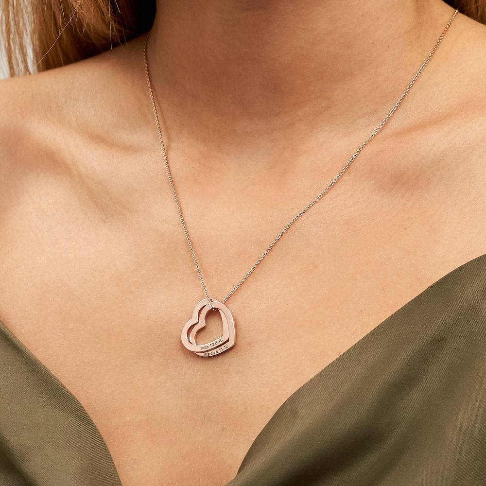 Mother of the Groom Gifts - Interlocking Hearts Necklace with 18K Rose Gold Plating - Mother Jewelry - Image 3