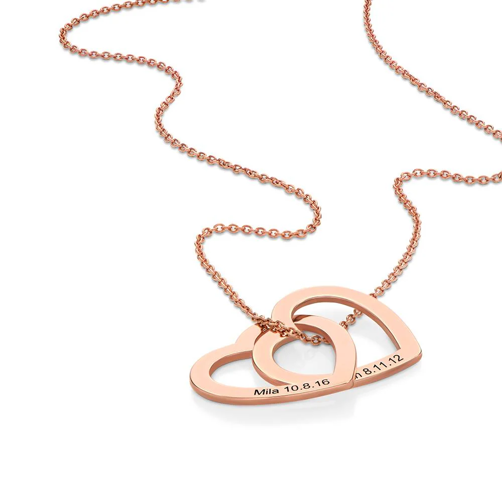 Mother of the Groom Gifts - Interlocking Hearts Necklace with 18K Rose Gold Plating - Mother Jewelry - Image 4