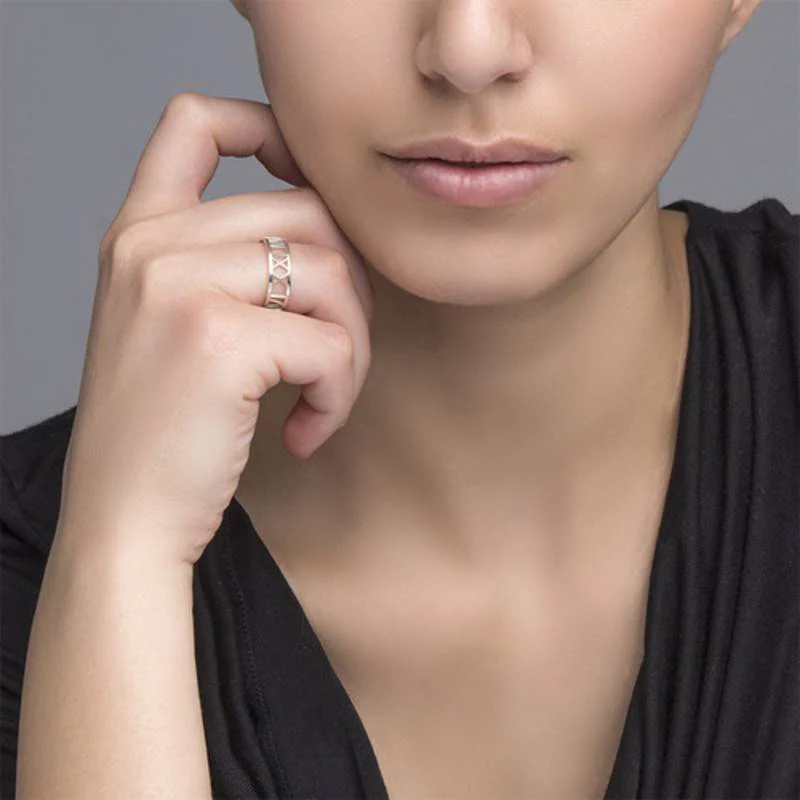 Anniversary Date Rings - Roman Numeral Ring - Image 2