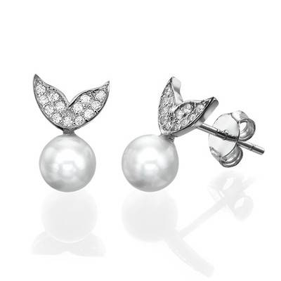 Pearl & Cubic Zirconia Stud Earrings