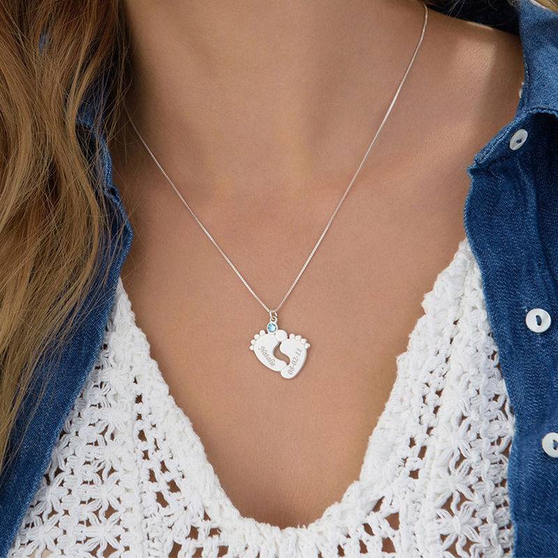 Personalized Baby Feet Necklace - Mom Necklace - Push Present for Her - New Mom Birthday Gift - Gift Ideas for Wife - First Time mom Gift - Image 3
