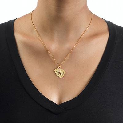 Personalized Baby Feet Necklace in Gold Plating - Image 2