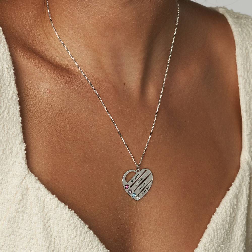 Gift Ideas for Mom - Birthstone Heart Necklace - Mothers Necklace - Mothers Necklace With Children's Names Gold - Image 3