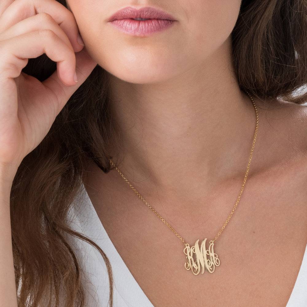 Fancy Monogram Necklace in 18k Gold Plating - Image 3