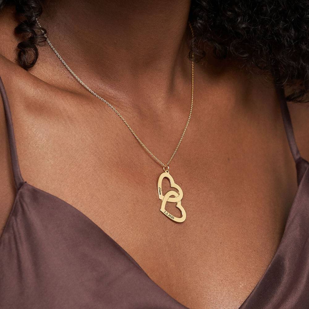 Birthday Gift Ideas for Her - Heart in Heart Necklace - 18k Gold Plated - Personalized Necklace - Image 4