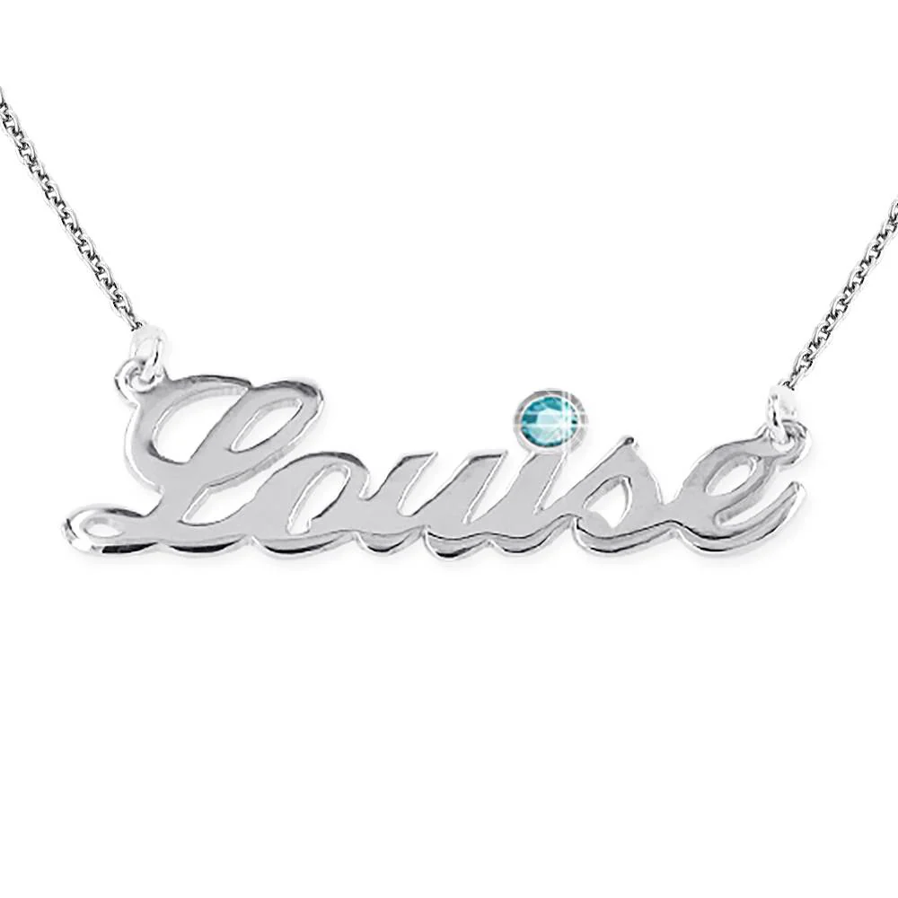14k White Gold and Birthstone Necklace