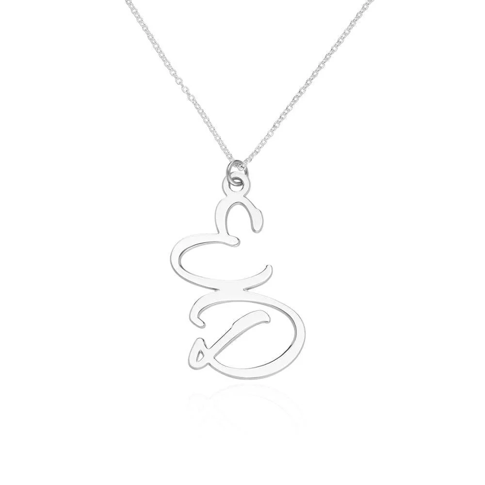 Silver Two Initial Necklace - Necklace With 2 Initials - Initial Sterling Silver Necklaces - Letter Necklace - Image 2