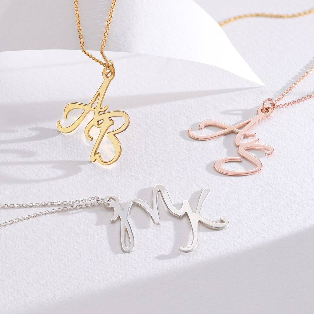 Silver Two Initial Necklace - Necklace With 2 Initials - Initial Sterling Silver Necklaces - Letter Necklace - Image 3
