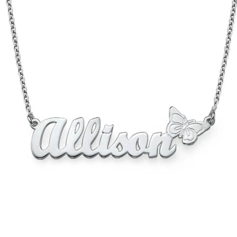Kids Jewelry - Sterling Silver Butterfly Name Necklace