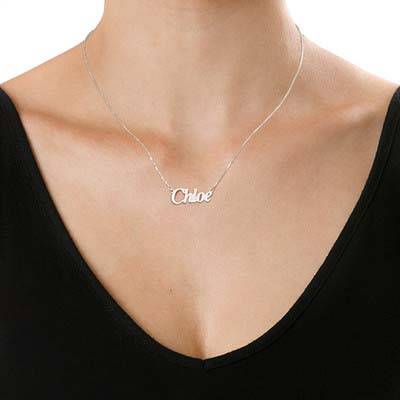 Angel Style Personalized Silver Nameplate Necklace - Image 2